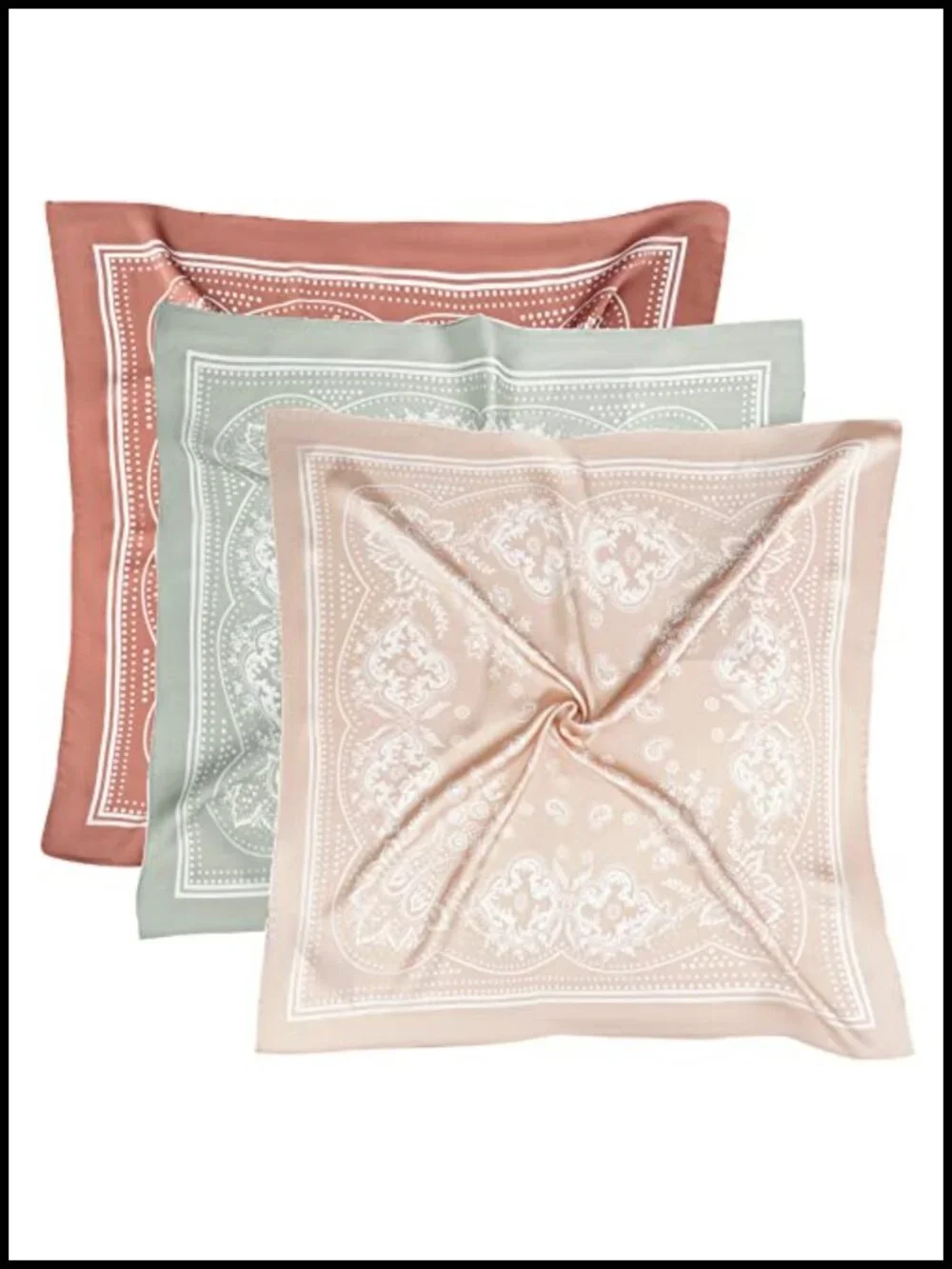 27.5 Inch Silk Square Scarf Unisex Vintage Satin Hair Wrap Bandana Neck Scarf
